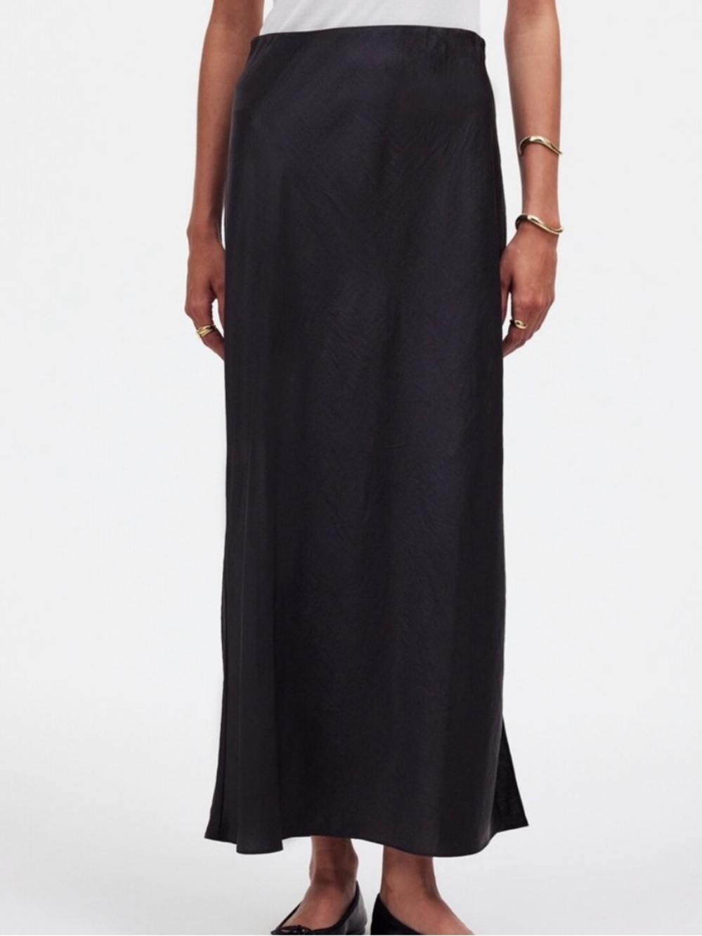 Madewell Black Satin Maxi Skirt